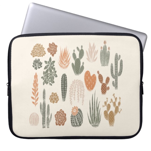 Cactus and succulent seamless pattern laptop sleeve (Front)