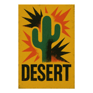 Cactus and the desert sun poster