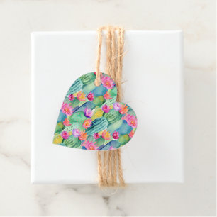 Cactus Art Desert Southwest Colourful Heart Favour Tags