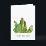 Cactus Art HAPPY BIRTHDAY TO YOU Desert Flowers Card<br><div class="desc">Watercolor Cactus Flower Art Design in green, pink on white background with custom HAPPY BIRTHDAY in dark grey, custom ... TO YOU in grey on inside. Easy to personalise text, text colours. Great Greeting Card for ANY Desert Birthday, Occasion, Southwest Event, Cactus lover, Party theme. Colourful, Artisan, Fun. Mix and...</div>