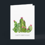 Cactus Art HAPPY BIRTHDAY TO YOU Desert Flowers Card<br><div class="desc">Watercolor Cactus Flower Art Design in green, pink on white background with custom HAPPY BIRTHDAY in dark grey, custom ... TO YOU in grey on inside. Easy to personalise text, text colours. Great Greeting Card for ANY Desert Birthday, Occasion, Southwest Event, Cactus lover, Party theme. Colourful, Artisan, Fun. Mix and...</div>