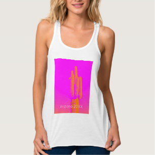 Cactus Art Hot Pink Orange Modern Arizona Souvenir Singlet