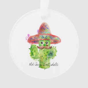 Cactus Art Moustache Sombrero Eyes LOCATION Fun Ornament