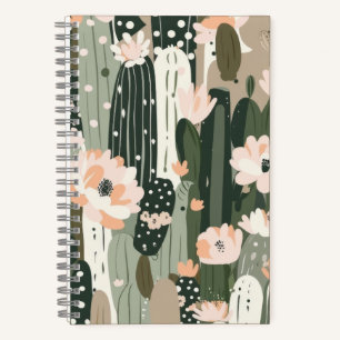 Cactus Art Unique Black White Grey Blush Wedding Notebook