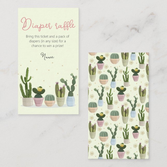 Cactus  Baby Shower Diaper Raffle Enclosure Card (Front/Back)
