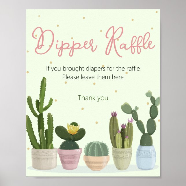 Cactus Baby Shower Diaper Raffle Poster (Front)