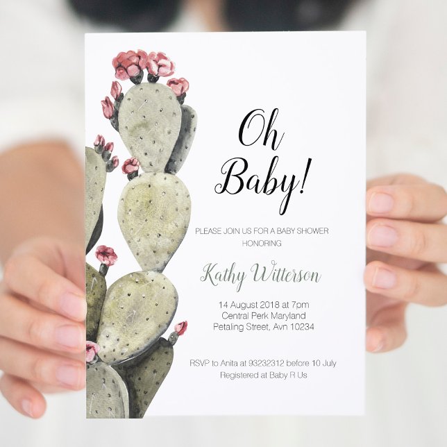 Cactus Baby Shower Girl Invitation (Creator Uploaded)