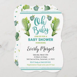 Cactus Baby Shower Invitation Succulent Shower