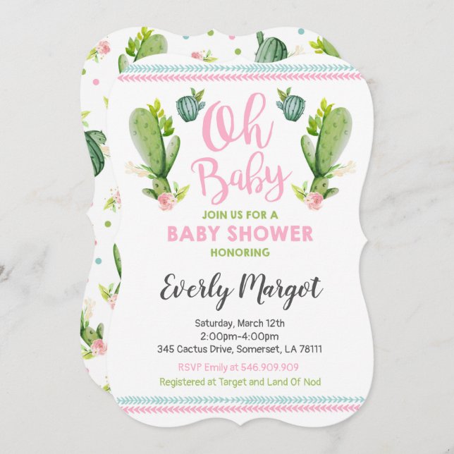 Cactus Baby Shower Invitation Succulent Shower (Front/Back)