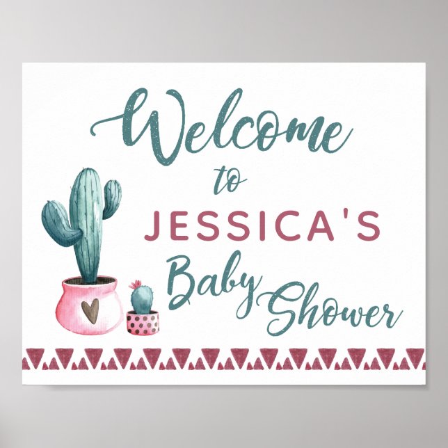Cactus Baby Shower Welcome Sign (Front)