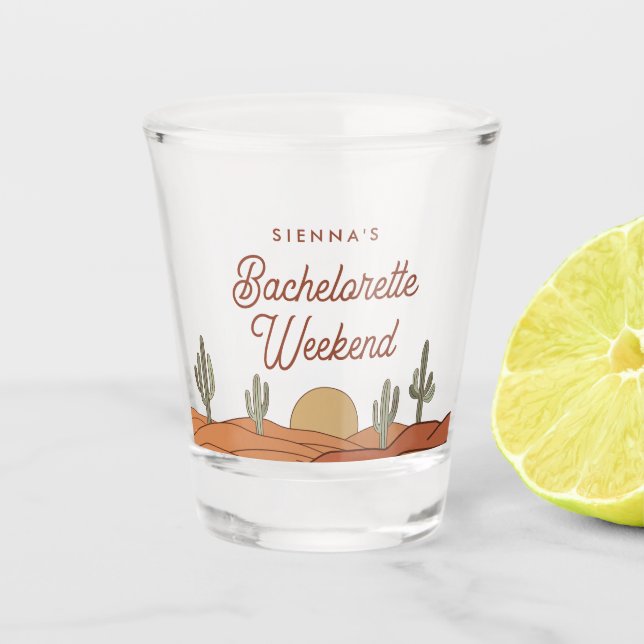 Cactus Bachelorette Party Desert Themed Shot Glass (Front)