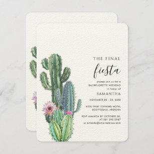 Cactus Bachelorette Weekend Party With Itinerary Invitation