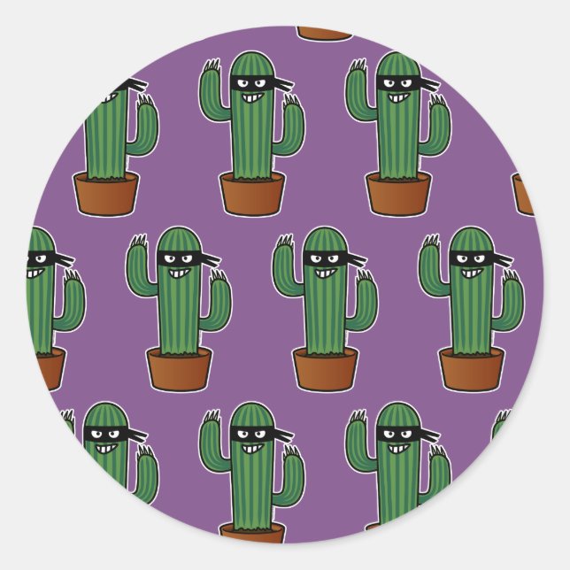 Cactus bandido ninja masked sneaky bandit classic round sticker (Front)