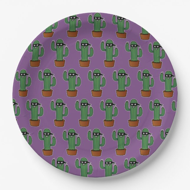 Cactus bandido ninja masked sneaky bandit paper plate (Front)