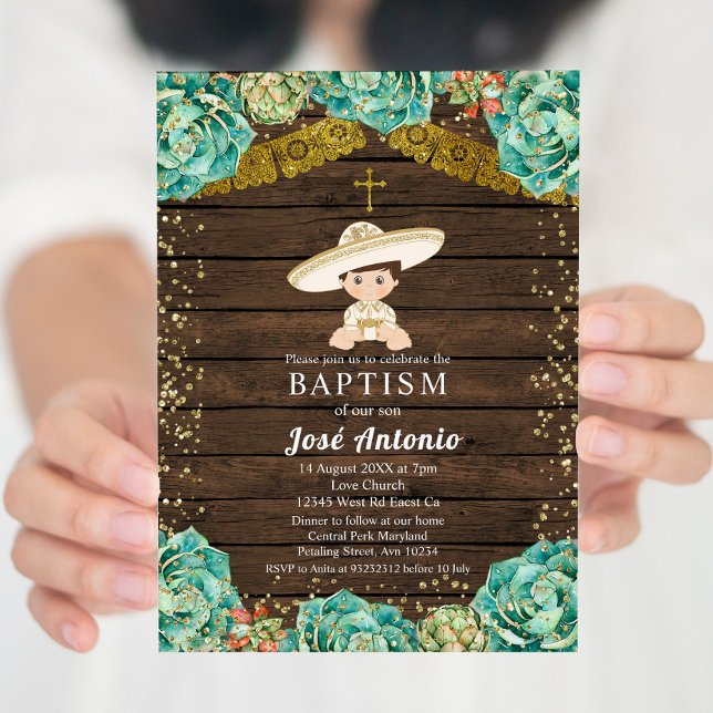 Cactus Baptism Invitation for Boy (Creator Uploaded)
