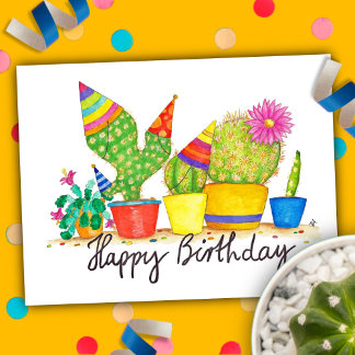 Cactus Birthday postcard by Nicole Janes