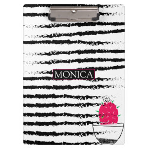 Cactus black white pattern striped clipboard