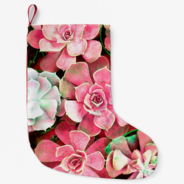 cactus blossom design for Romantic wedding backgro Small Christmas Stocking (Front)