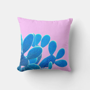 Cactus blue coloured on pink background. Fashion,  Cushion