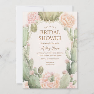 Cactus Boho Desert flower Bridal shower Invitation