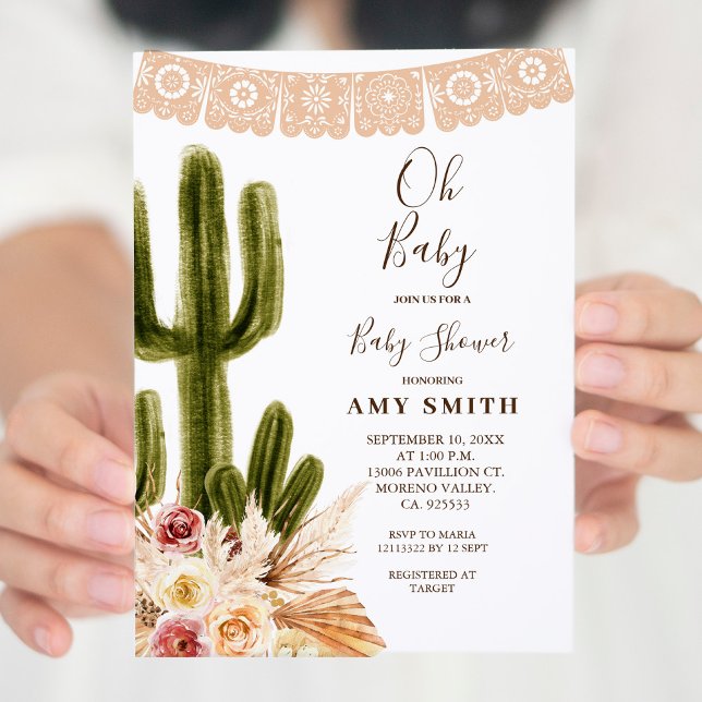 Cactus Boho Fiesta Oh Baby Invitation (Creator Uploaded)