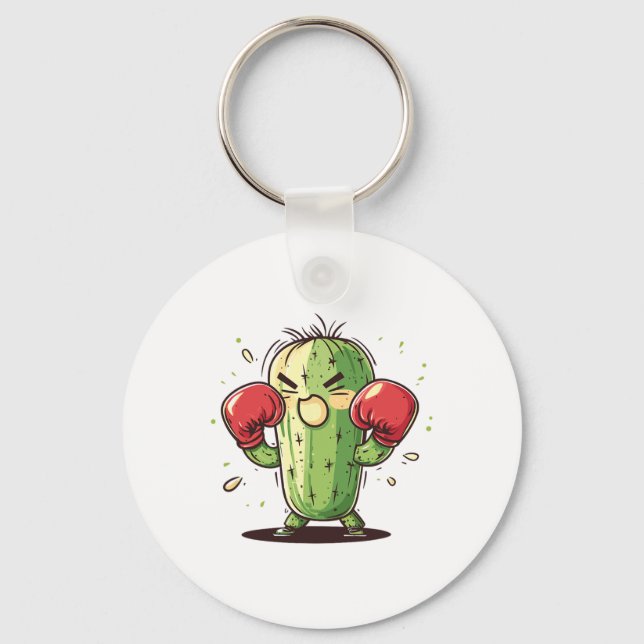 Cactus Boxer Funny Humourous Ly Punch  Key Ring (Front)