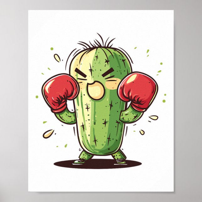Cactus Boxer Funny Humourous Ly Punch  Poster (Front)