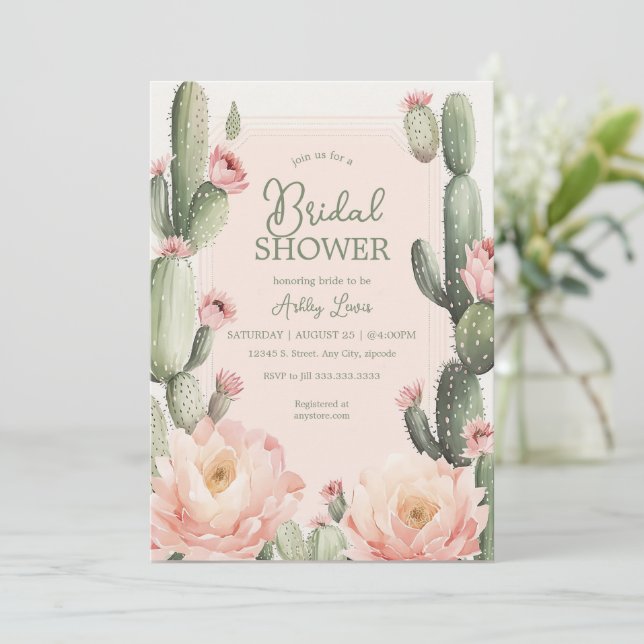 Cactus Bridal shower Boho Cacuts Invitation (Standing Front)