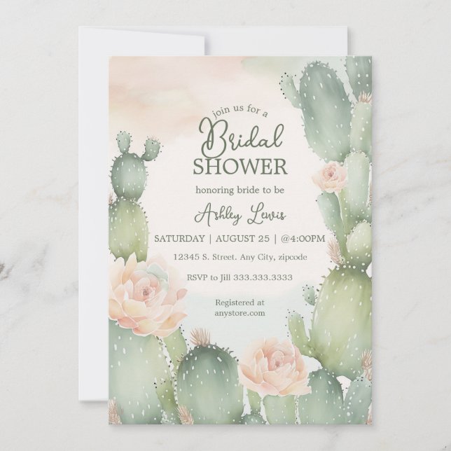 Cactus Bridal shower Fiesta shower  Invitation (Front)