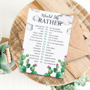 Cactus Bridal Shower Would She Rather Game Card