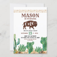 Cactus Buffalo Desert Birthday Invitation