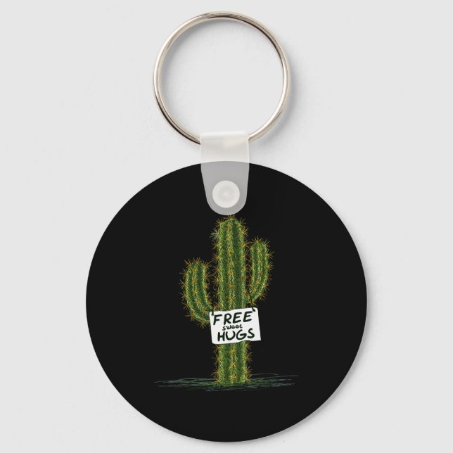 Cactus Cacti Funny Art Humor Sweet Hugs  Key Ring (Front)