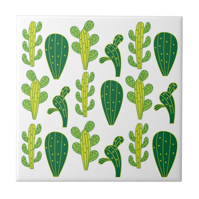 Cactus Cacti Succulents Pattern  Tile (Front)