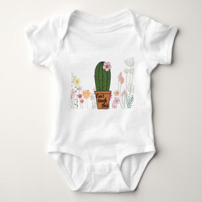 cactus-can't touch this- baby bodysuit (Front)