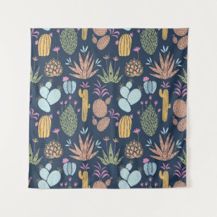Cactus Charm: Colourful Vintage Floral Tapestry