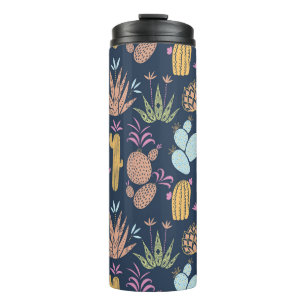 Cactus Charm: Colourful Vintage Floral Thermal Tumbler