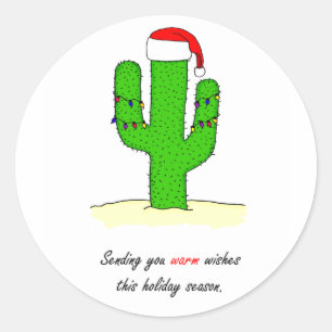 Cactus Christmas Classic Round Sticker