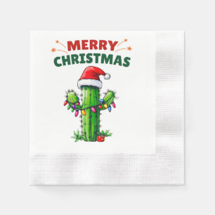 Cactus Christmas Hat Xmas Napkin