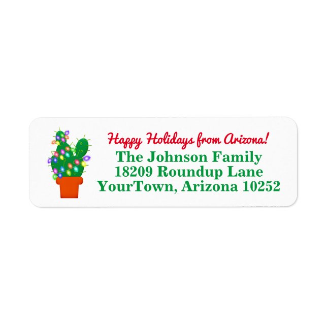 Cactus Christmas Lights Arizona Return Address (Front)