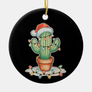 Cactus Christmas Lights Xmas Funny Holiday Family Ceramic Tree Decoration