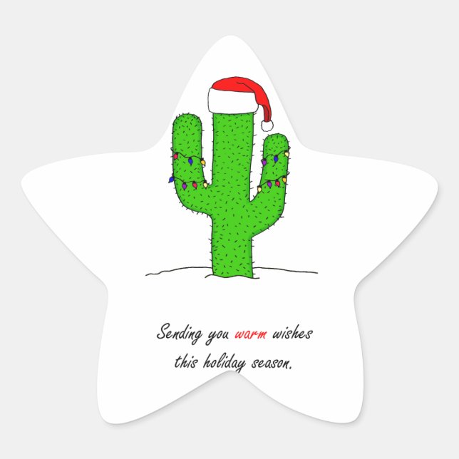 Cactus Christmas Star Sticker (Front)