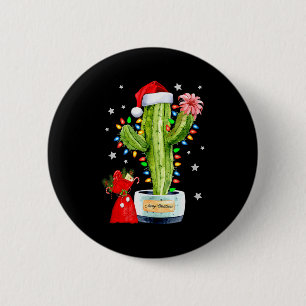 Cactus Christmas Sweater Lights Santa Xmas Plant L 6 Cm Round Badge