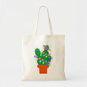 cactus christmas tree tote bag
