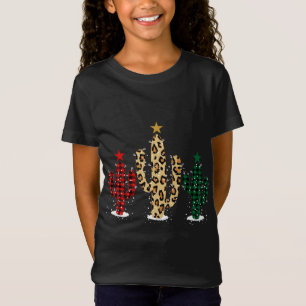 Cactus Christmas Tree with Buffalo Plaid Leopard D T-Shirt