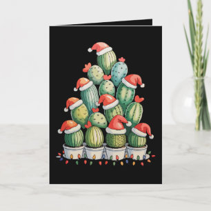 Cactus Christmas Tree Xmas Lights Succulent Santa Card