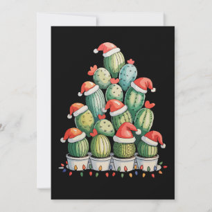 Cactus Christmas Tree Xmas Lights Succulent Santa Holiday Card