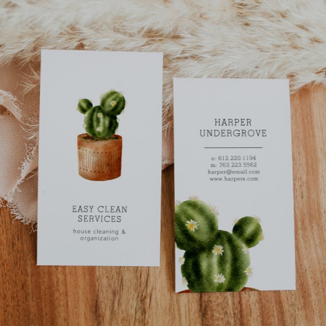Cactus Cleaning Services Business Card (Creator Uploaded)