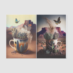 Cactus, coffee and Butterflies, Southwest Vibes,   Tissue Paper