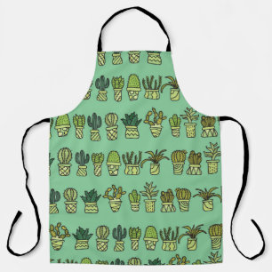 Cactus Collection: Hand-Drawn Doodle Set. Apron