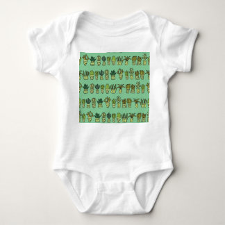 Cactus Collection: Hand-Drawn Doodle Set. Baby Bodysuit